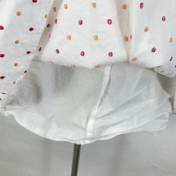 Ann Taylor Loft Dress Dot Embroidered Tiered V-Neck Swing Flouncy Boho Summer L - Picture 6 of 9